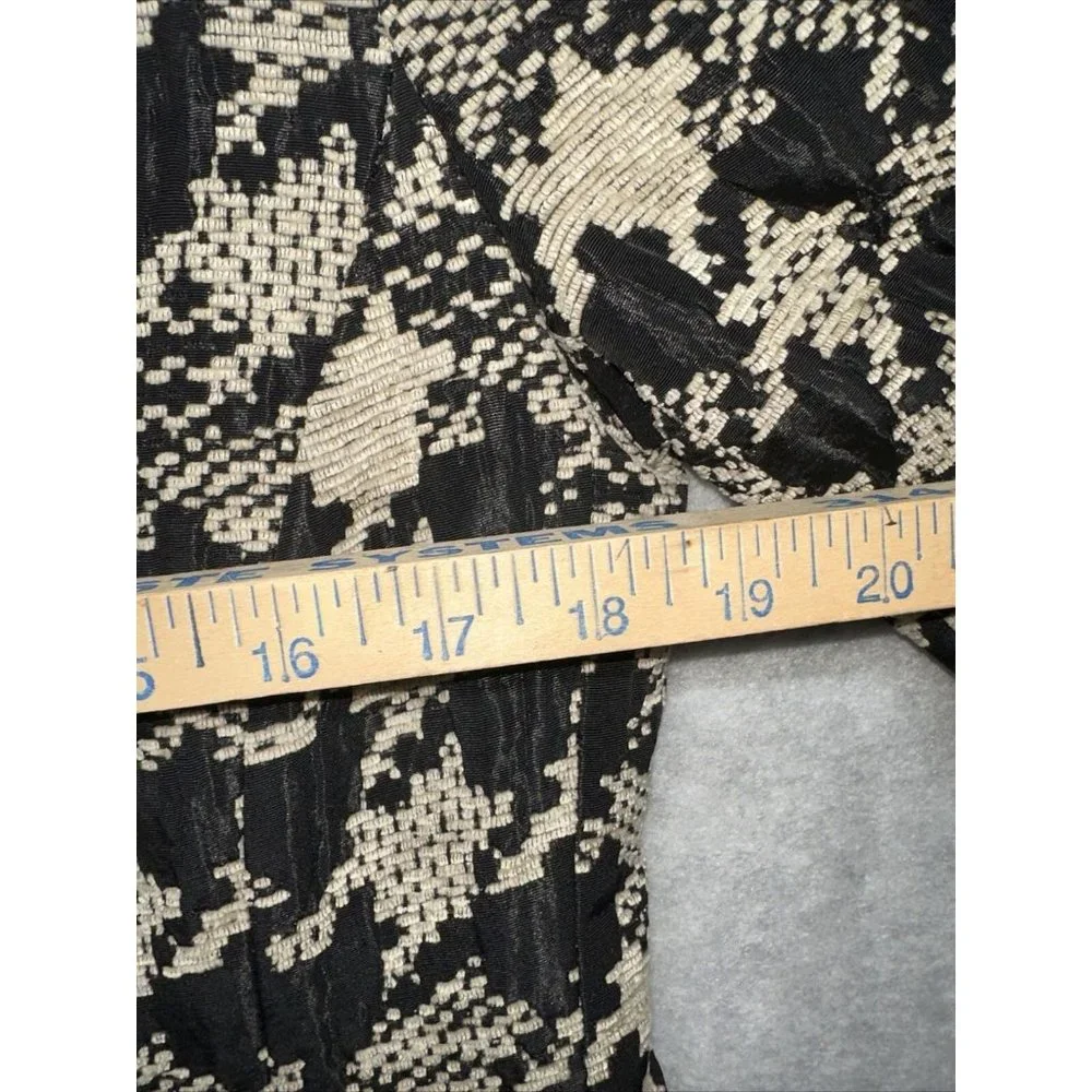 ARMANI COLLEZIONI BLACK & Tan BOUCLE  JACKET 10 Coat Shirt Geometric Slit Sleeve - Picture 9 of 10